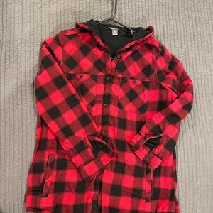Eddie Bauer Red and Black Plaid Hoodie